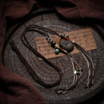 Handmade Tibetan Zha Ji La Mu (Zhangshi Lhamo) Gau Pendant Necklace - Vintage Brass Amulet Box with Dzi Bead & Turquoise - Ethnic Wealth Goddess Jewelry - Spiritual Protection Gift for Women Men - Boho Choker