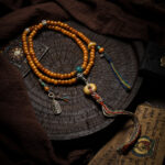 Handmade Tibetan Yak Bone Beads Mala Necklace - 108 Beads with Skull & Vajra Pendant - Vintage Ethnic Spiritual Jewelry - Yoga Meditation Prayer Beads for Men Women