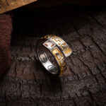 S925 Silver Six-Word Mantra Yellow Jambhala Mantra Ring Tibetan Retro Ethnic Style Open Ring
