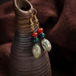 Natural Agate Sun Moon Star Earrings Vintage Ethnic Beaded Drop Earrings